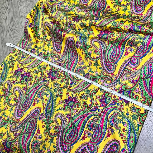 AMAZING SZ 8 EUC Lauren Ralph Lauren Yellow Paisley Dress 8 Vintage Style 026 - Picture 6 of 14